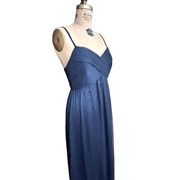 BHLDN Navy Blue Brigitte Sheered Waist Chiffon Maxi Prom Dress Size Medium - Picture 7 of 13